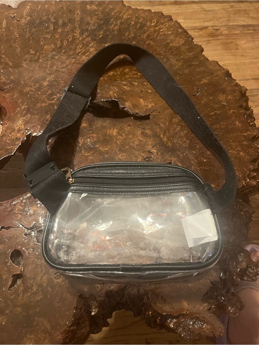 Clear Crossbody Bag with Black Trim and Adjustable Strap